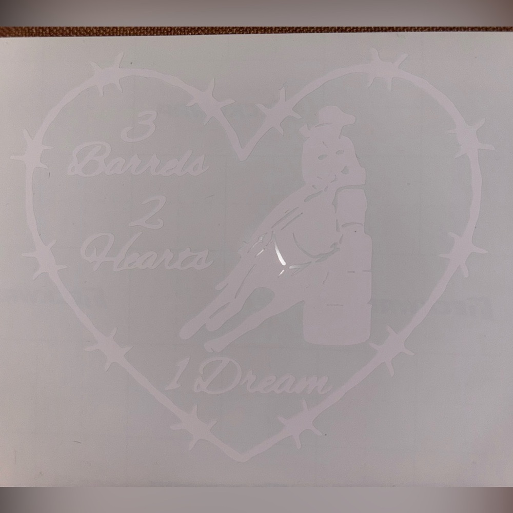 Heart-Shaped Car Decal with Cowboy Design - White